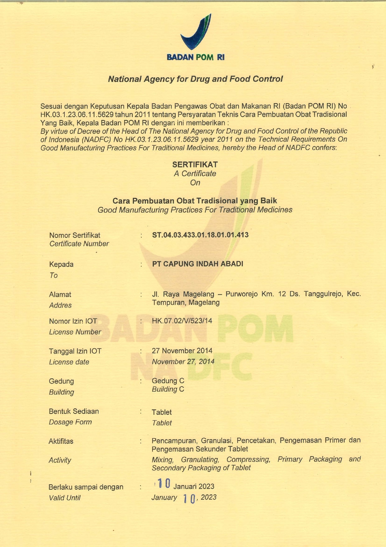 CPOTB Sediaan Tablet